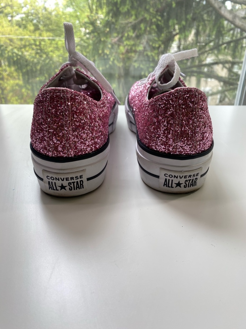Pink Glitter Low-Top Platform Sneakers - Picture 3 of 10